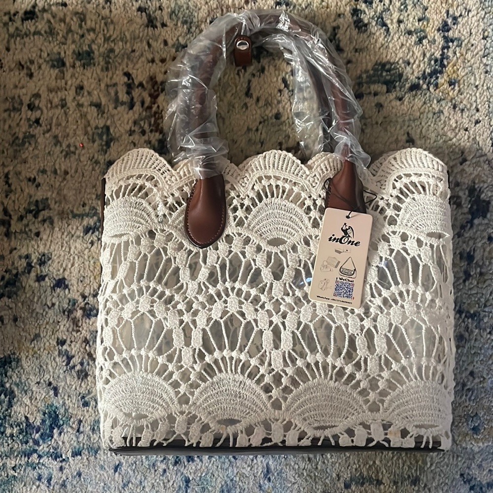 Hearts in One crocheted handbag